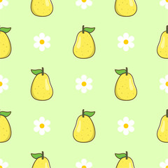 Pear seamless pattern. Fruit background. Beautiful vector print.