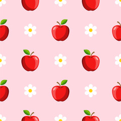 Cartoon red apple seamless pattern
