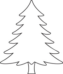 Evergreen christmas tree simple outline illustration representing festive decoration and nature concept