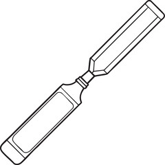 Hand chisel woodworking tool outline vector illustration representing carving, shaping, and diy craftsmanship