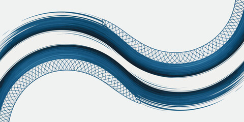 Abstract design with blue wavy lines and net pattern on a white background illustration art