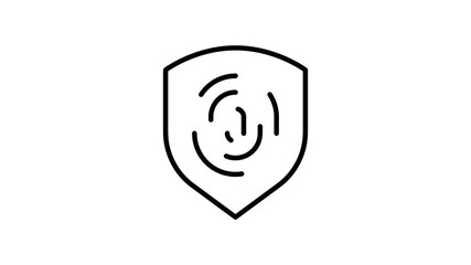Animated fingerprint security shield icon isolated on white background - Powered by Adobe
