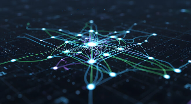 Network of glowing digital connections