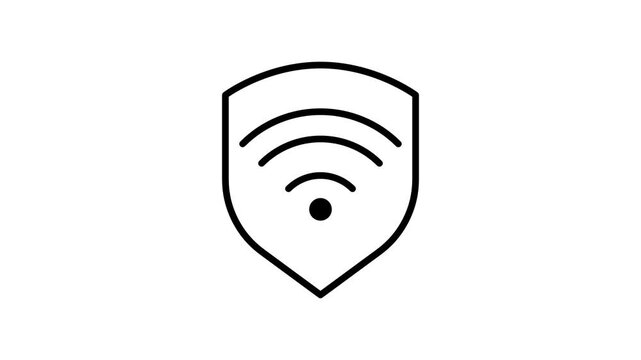 Animated private wi-fi network security shield icon