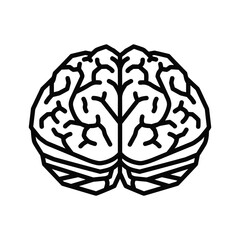 Human brain icon isolated on, representing intelligence, memory, and cognitive function