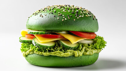 Vegetarian green burger. Healthy food concept. World Vegan Day