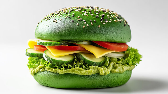 Vegetarian green burger. Healthy food concept. World Vegan Day