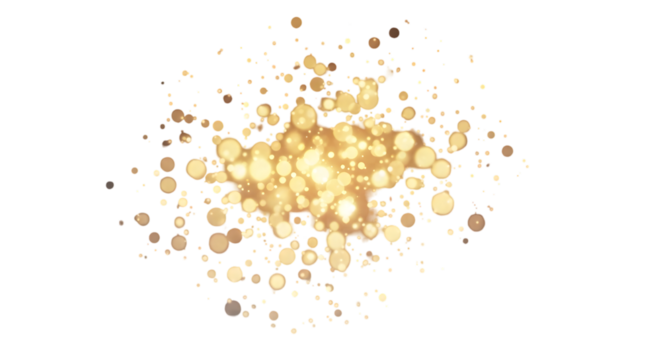 A cluster of small soft-glow light dots spread randomly, isolated on transparent background.