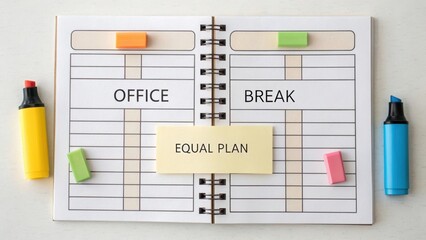 A planner open flat with highlighted office and break sections