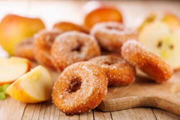 delicious homemade fried donuts, donuts coated with sugar