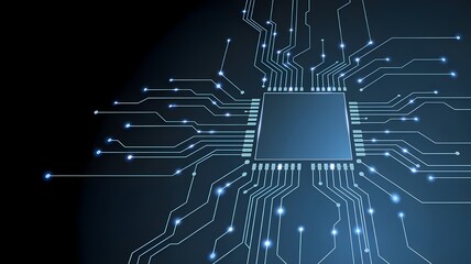 Advanced microchip powering futuristic digital circuit systems.