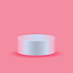 Realistic pink podium. Background or banner with a round stage or a stage with a gradient glow. Product presentation design. vector illustration Futuristic Metallic Podium.