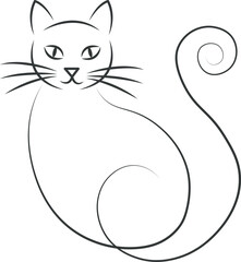 Minimalist cat line art vector.