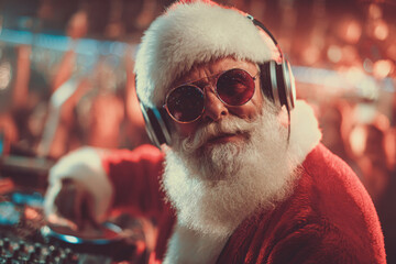 Cool santa dj sunglasses headphones christmas party nightlife club
