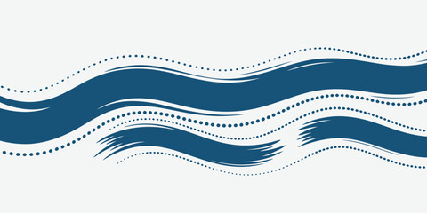 Abstract blue wavy lines with dotted lines on a white background design illustration vector image