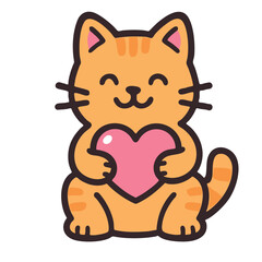 Cute cat cartoon heart love kawaii orange kitten valentine joy