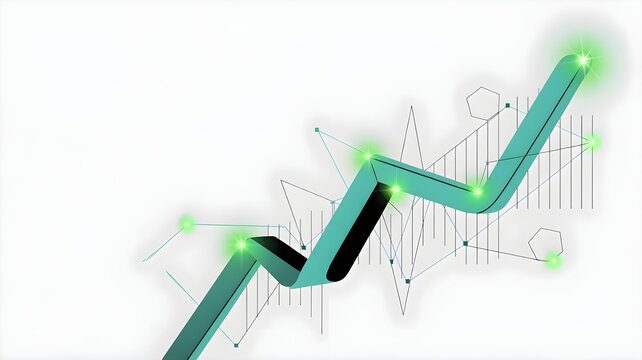 Futuristic rising analytics line showcasing innovative data growth, digital progress, and modern technological performance trends.