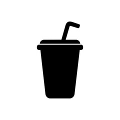 ストロー付きドリンクカップのシルエットアイコン /｜Drink Cup with Straw Silhouette Icon
