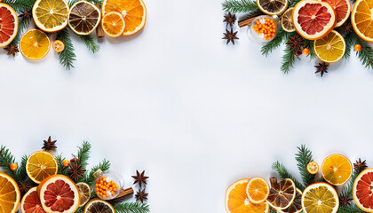 Vibrant Citrus and Spice Christmas Holiday Border