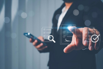 Man typing on laptop, Online business contract Electronic signature, signing business contract concept. e-signing, digital document management