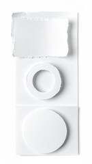 White paper scraps rectangle, ring, circle, stacked