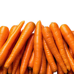 Close up of vibrant orange carrots piled together against a stark black background showcasing their fresh texture and natural shape ideal for culinary ingredient use