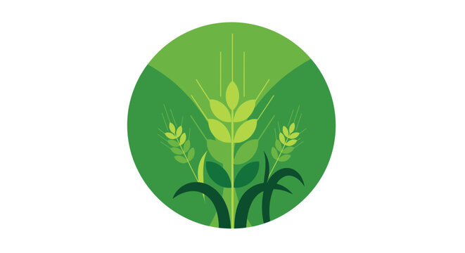 A stylized green circular logo featuring wheat stalks and leaves, representing agriculture and growth. - Powered by Adobe