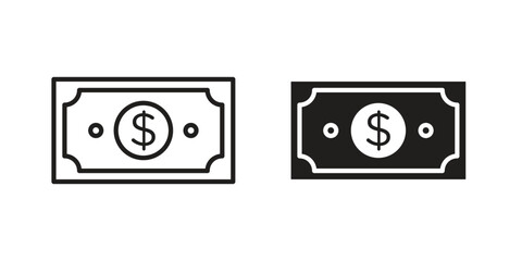 Fototapeta premium Cash icon symbol in filled and line style. Vector icon collection