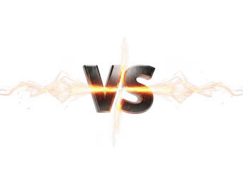 Dramatic versus symbol with fiery energy isolated on white background