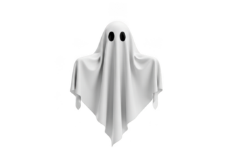 Spooky ghost costume isolated on white background