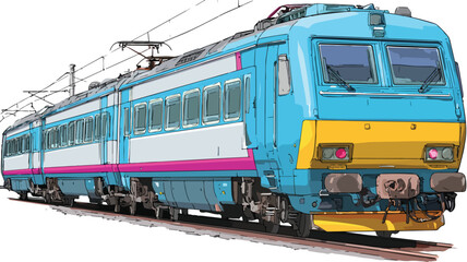 Obraz premium Detailed Vector Drawing of Train Front with Outline for Transportation Designs