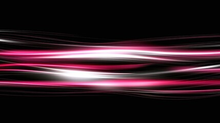 Abstract digital art featuring dynamic waves of pink and white light on a black background for futuristic and modern design concepts