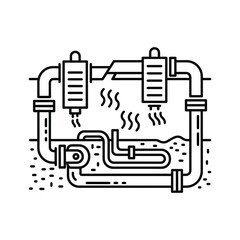 Geothermal heating system diagram isolated on