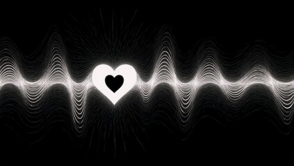 A heartbeat line with musical notes and a center heart symbol ideal for music-themed designs conveying love and rhythm