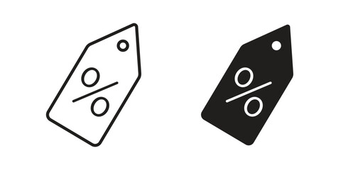 Discount tag icon symbol in filled and line style. Vector icon collection