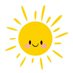 Smiling Sun with Rays Weather Icon Illustration