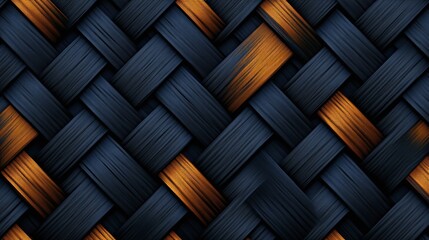 Intricate dark blue and copper woven abstract pattern creating a textured and visually captivating geometric background design.