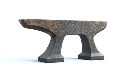 Heavy, aged metal anvil on white