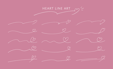 手書き風ハート線セット　ローズピンク