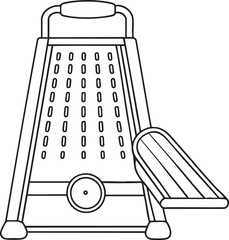 Kitchen grater outline illustration depicting multi functional tools used for shredding cheese vegetables and foods