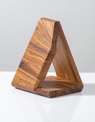 Wooden, impossible triangle sculpture on white