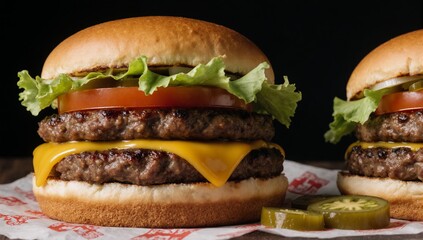 Celebrate National Hamburger Day with a tempting appetizing double cheeseburger
