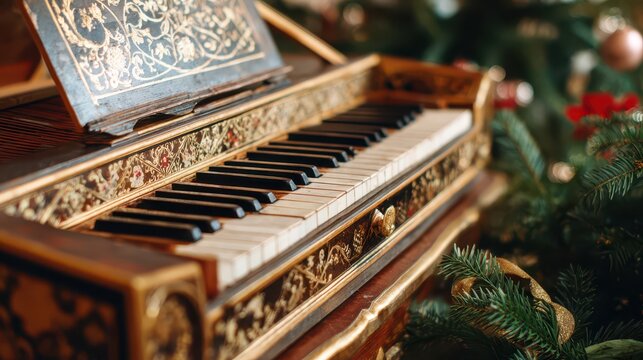 Elegant harpsichord gleams in festive surroundings