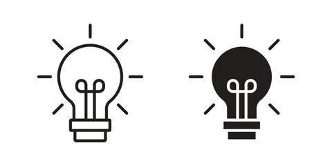 Idea icon symbol in filled and line style. Vector icon collection