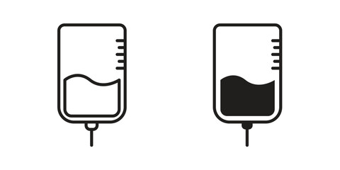 IV bag icon symbol in filled and line style. Vector icon collection