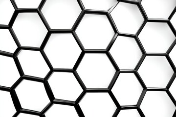 Obraz premium Geometric honeycomb pattern in black and white hexagonal grid for modern design and architecture