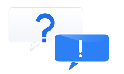 Dialogue Icon with Overlapping Question and Exclamation Bubbles