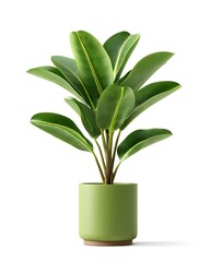 Lush Indoor Plant in Minimalist Green Pot for Modern Interiors