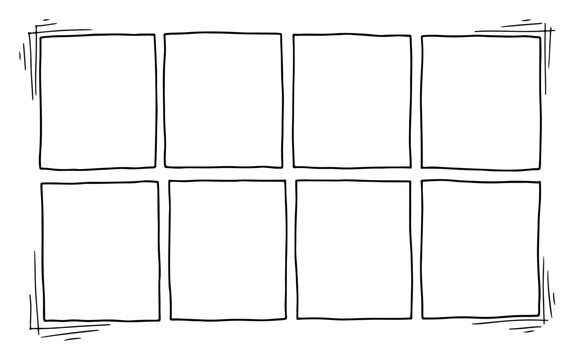Hand Drawn Comic Strip Template with Eight Sketch Frames