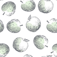 Seamless apple vector pattern. Wallpaper. Wrapping paper. Vegan food. Cooking illustration